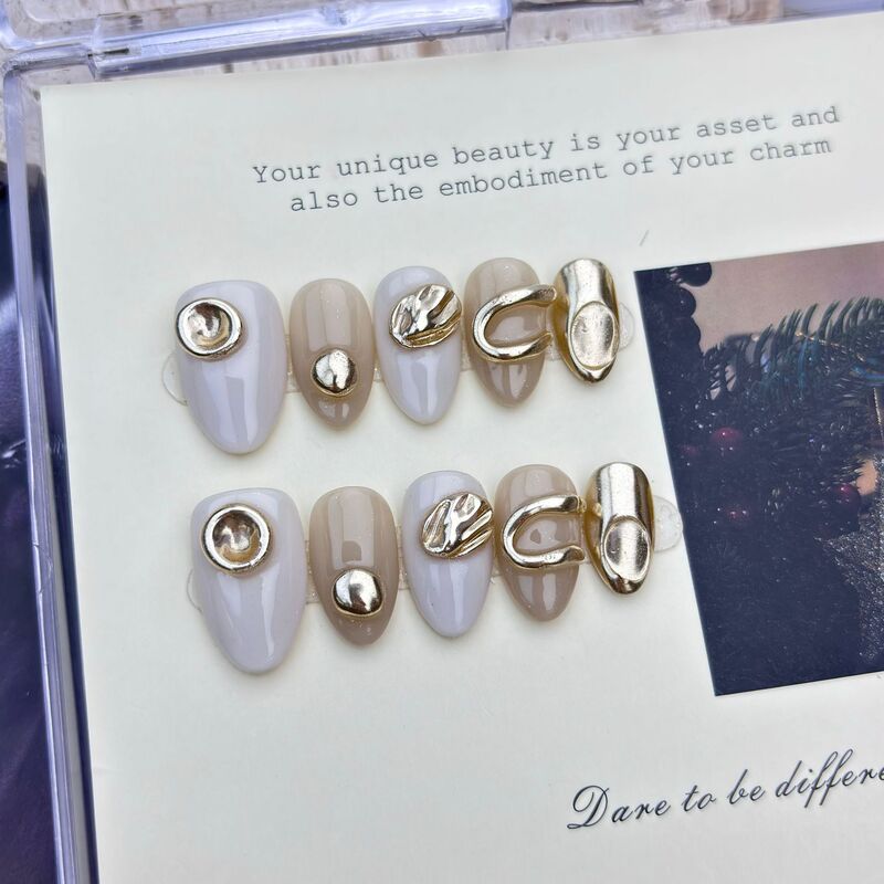 [Mountain Hill Stream] Purely Handmade Wearable Nails, Niche Simple Pinch, High-End Whitening Manicure Nails Factory Wholesale