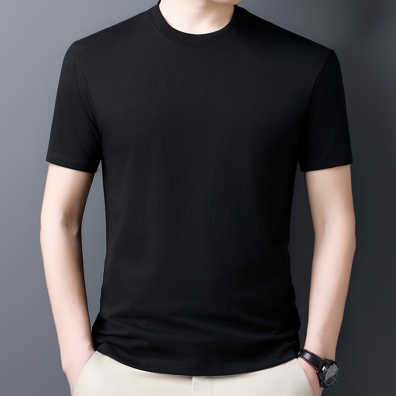 High-End Fashion Simple Classic Trendy Pure Cotton Short-Sleeve T-Shirt Casual Solid Color Versatile Top