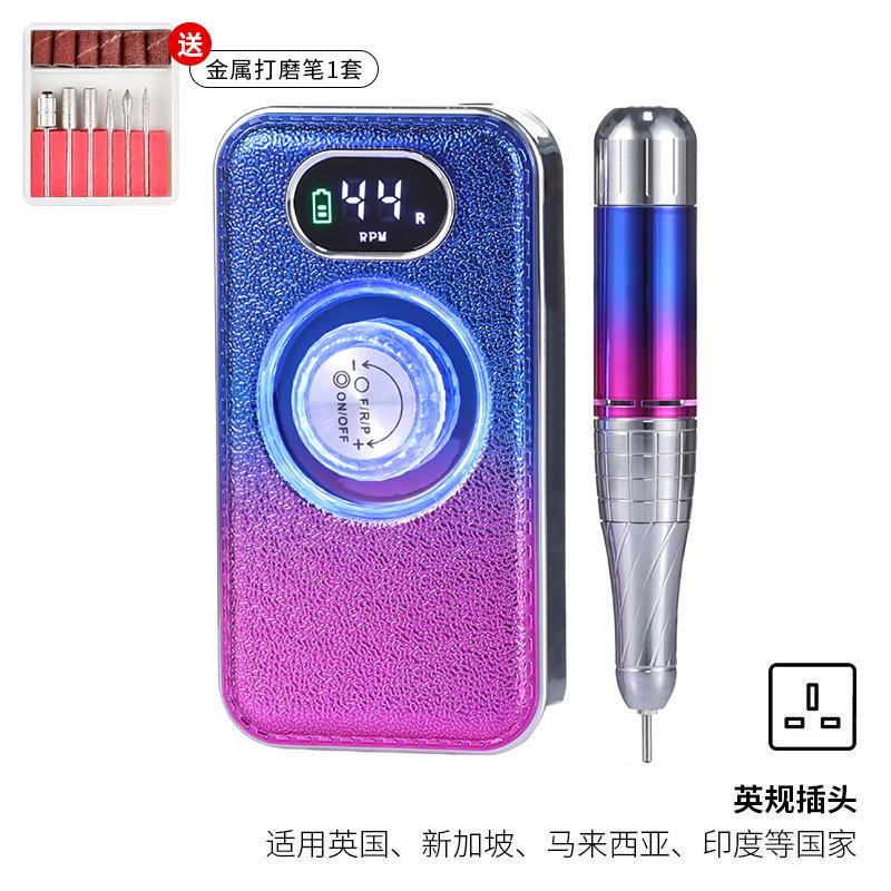Pulitzador de uñas transfronterizo, tienda de uñas, herramientas de pulido de descarga de uñas profesionales, pulitador de almacenamiento de energía portátil, cuero
