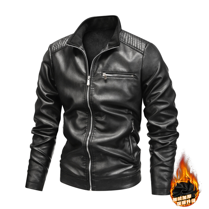 Chaqueta de cuero para hombre chaqueta de cuero otoño y invierno con vello estilo coreano de moda casual chaqueta de trabajo chaqueta de locomotiva con capuz