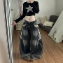 拖地春秋季显瘦宽松牛仔裤