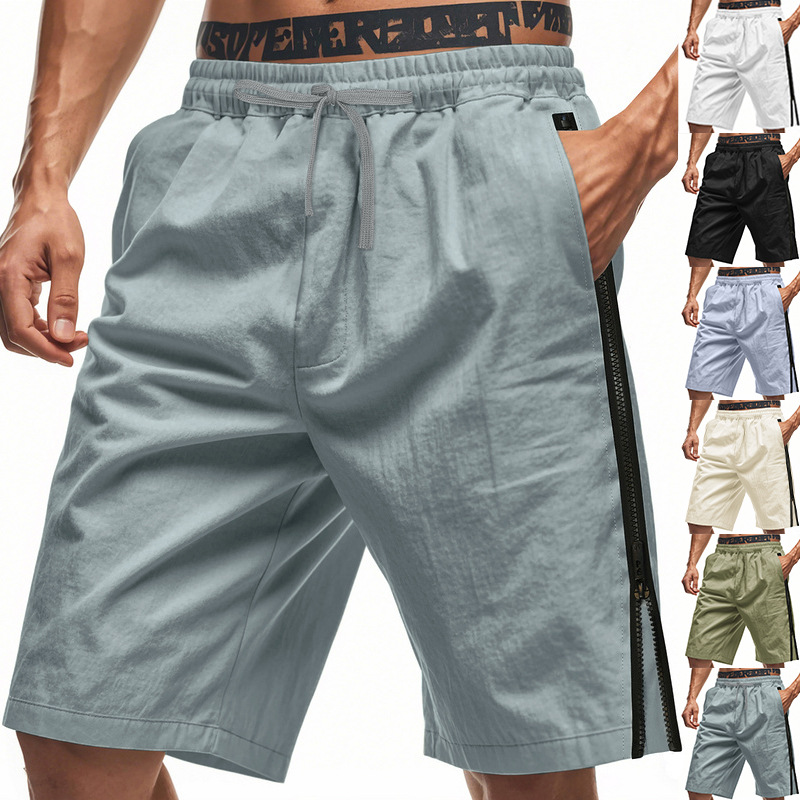 Estación independiente transfronteriza de hombres europeos y estadounidenses verano rápido secado transpirable laterales cremallera TK deportivo relajado pantalones cortos casuales de fitness