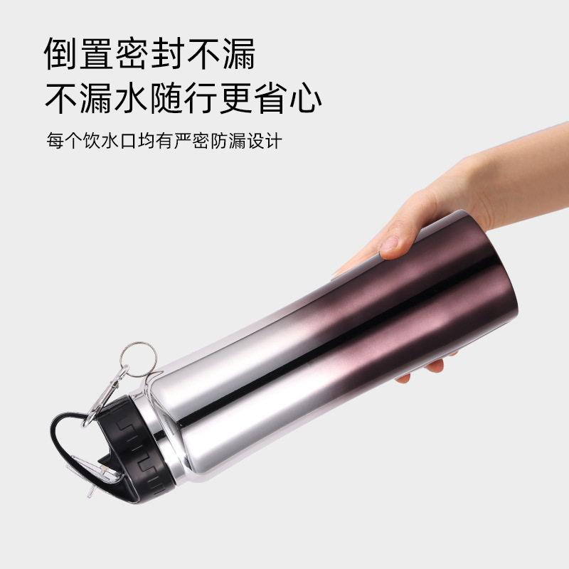 Nueva galvanoplastia Termo al vacío taza portátil al aire libre taza de agua Gran capacidad transfronteriza 304 deportes hervidor de acero inoxidable