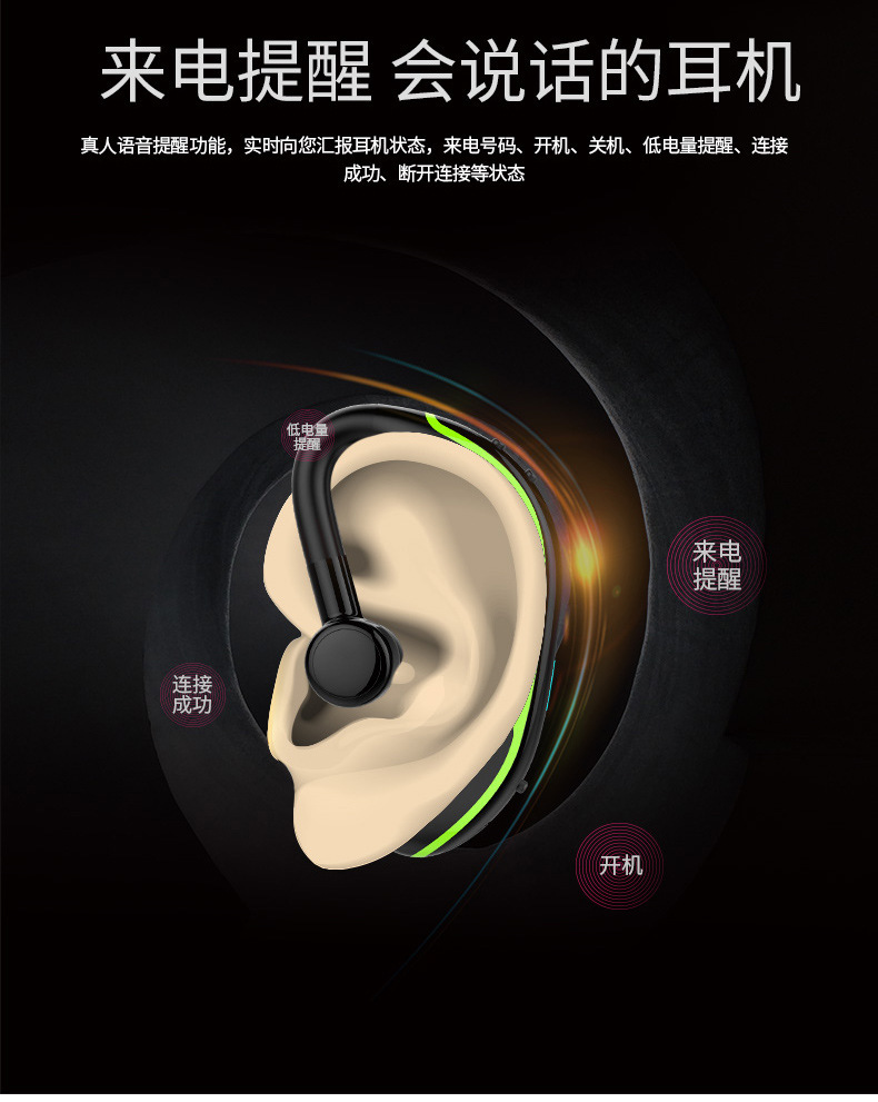 F600 kabelloses Bluetooth-Headset Mono-Ohrmuschel 5.0 Over-Ear Sport-Fahrbetrieb ultra lange Akkulaufzeit Geschäfts-Bluetooth-Headset