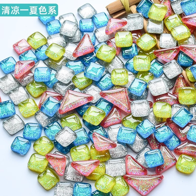 200克diy多元闪粉马赛克集合水晶自由石玻璃儿童手工材料颗粒|undefined