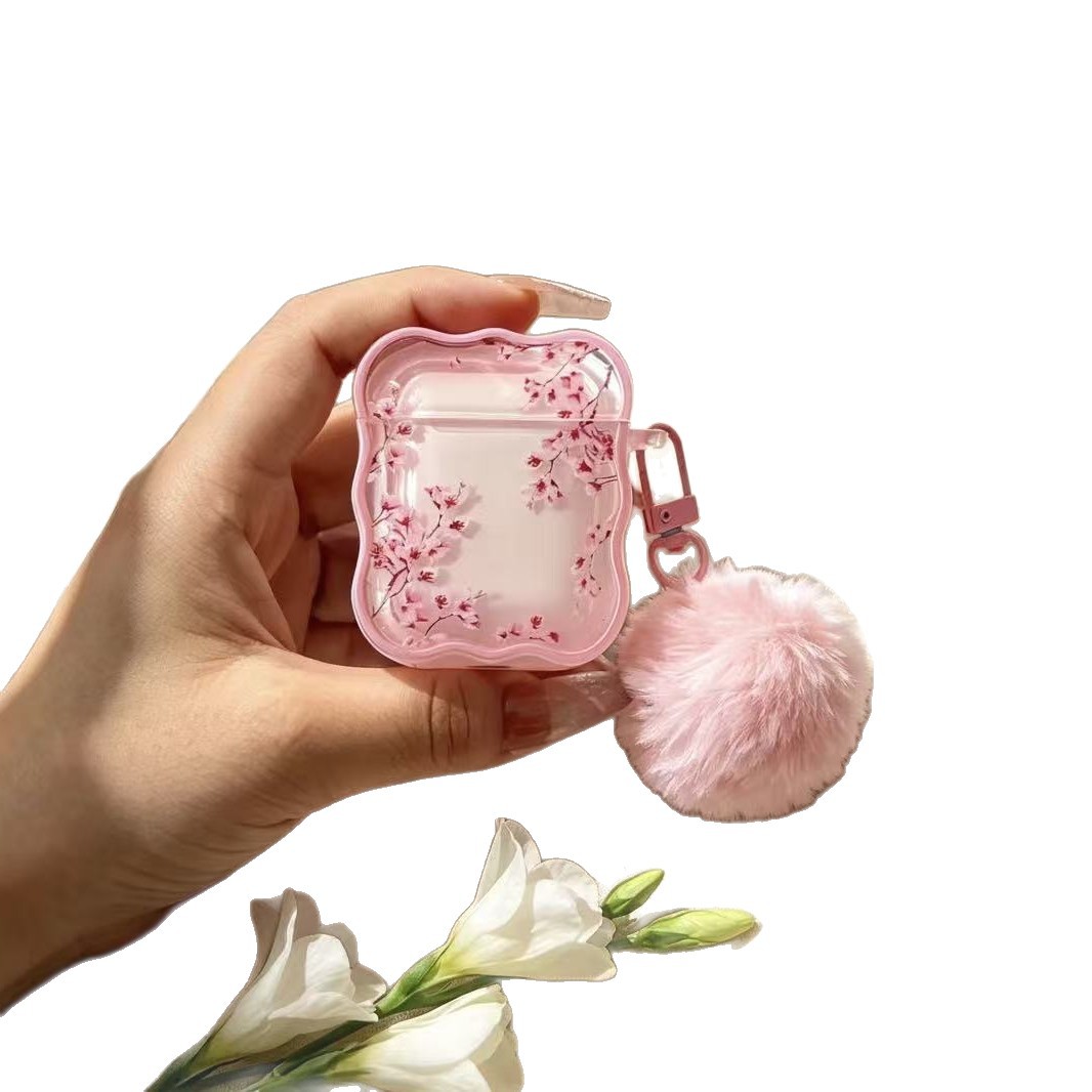 Rosado romántico caso de auriculares de cerezo para Airpods4 Apple Bluetooth auriculares caso de protección Airpods pro3