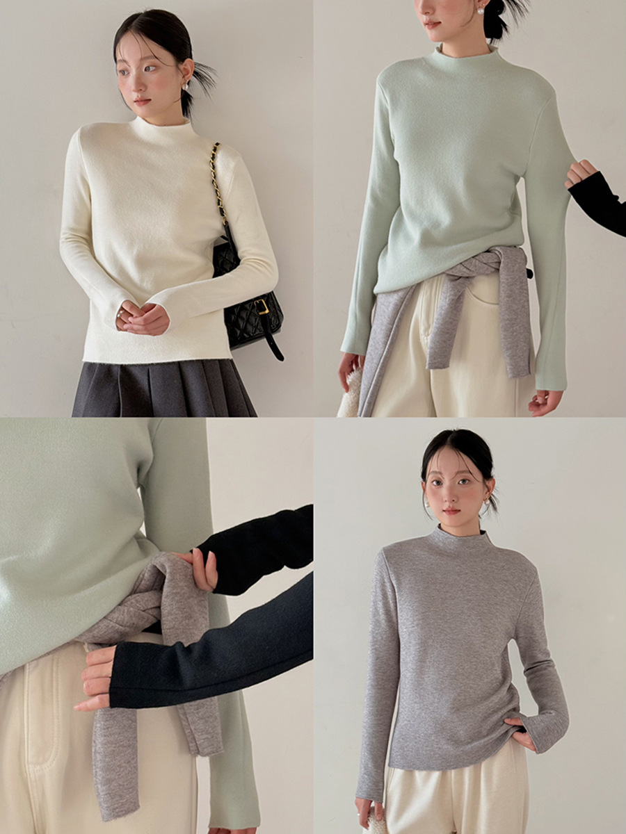 【命を守る一体パイル7色】歌铭半高襟インナーシャツ冬新作ニットセーターJ547B