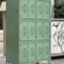 法式美式乡村风复古铁艺牛油果绿做旧创意六开门柜子储藏柜可户外