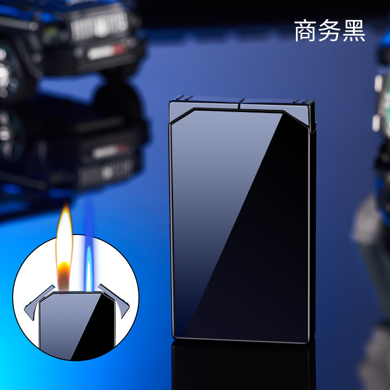 Zy052クリエイティブインフレータブル二重火ライター直冲金属防风炎火二重火変换ライター|undefined