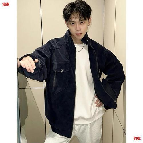 Men's Leather Jacket for Spring and Autumn, American Retro Matte PU Stand Collar Work Jacket