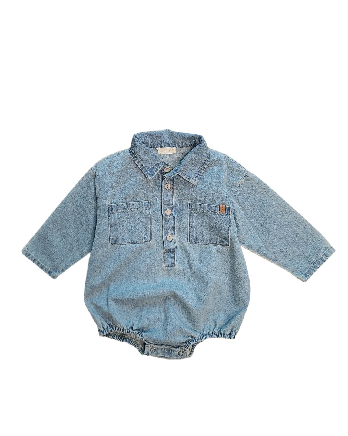 Estilo coreano primavera y otoño solapa del bebé de los hombres y las mujeres retro Denim mameluco ins recién nacido algodón suave mono mameluco