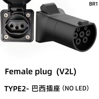 Elektrikli avtomobil şarj stansiyaları – Female Plug Cross-Border - brazilian-socket-no-light-indicator