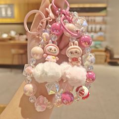 新款卡通公仔拉布布手机链手绘珠钥匙扣手机壳挂链直播盲盒吊坠