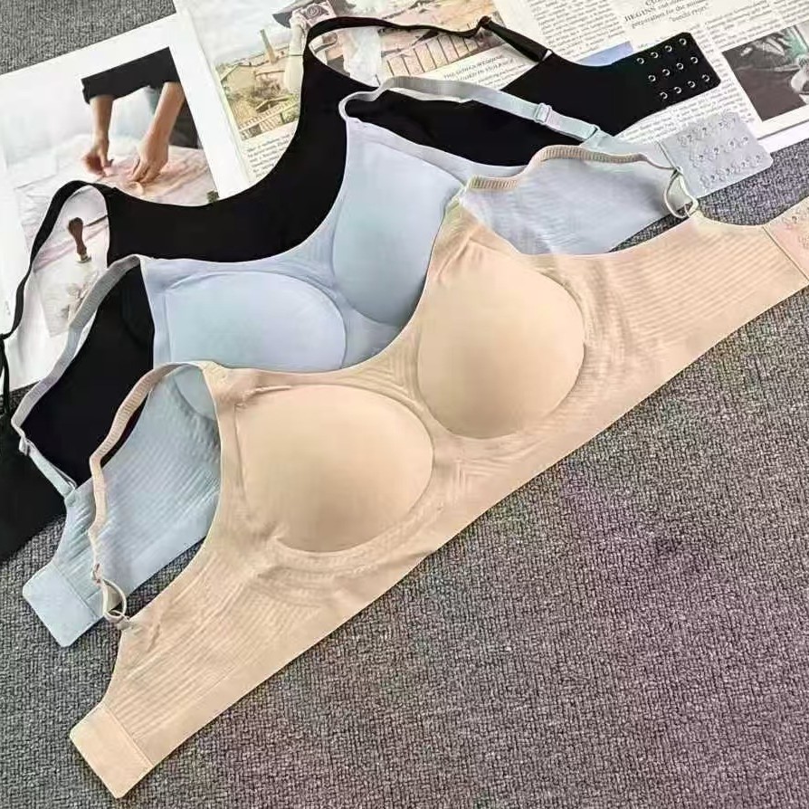 2025 # nueva ropa interior femenina de color sólido pechos pequeños se reúnen pechos grandes para mostrar un pequeño sujetador sin anillo de acero adhesivo adhesivo sin marcas