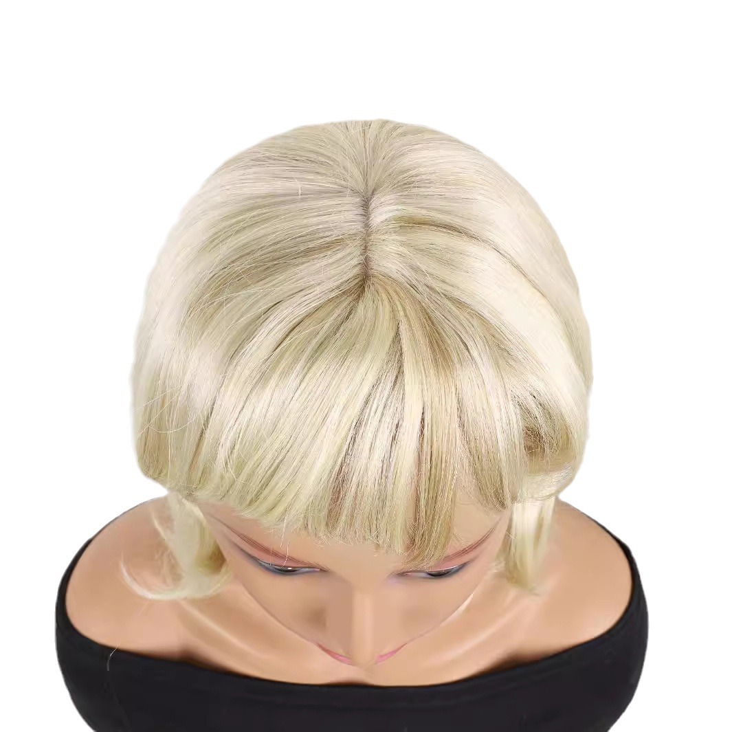 Funda dorada, cabello lacio europeo y americano transfronterizo, peluca de comercio exterior sin encaje