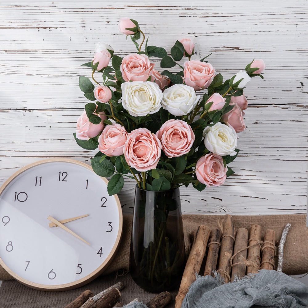 巴比倫玫瑰廠家批發仿真花綠植物假花裝飾品婚慶INS風跨境YC1046