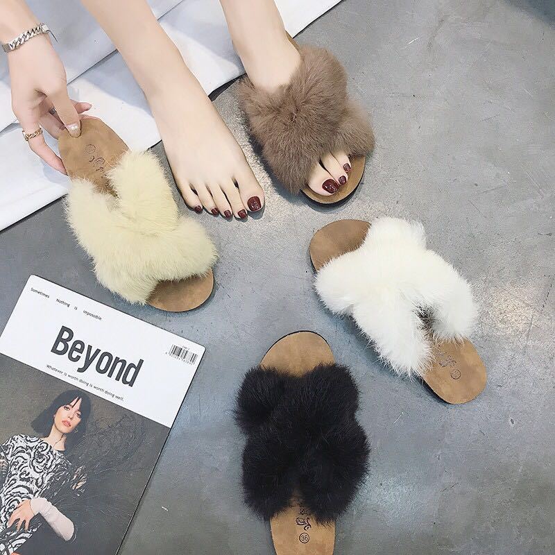 New autumn and winter plush slippers wom...