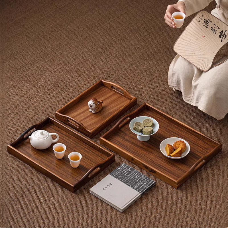 Walnut Sushi Plate Solid Wood Tray Wooden Tea Tray Household Rectangular Tea Set Tea Cup Water Cup Tableware Storage Walnut Sushi Plate Solid Wood Tray Wooden Tea Tray Household Rectangular Tea Set Tea Cup Water Cup Tableware Storage