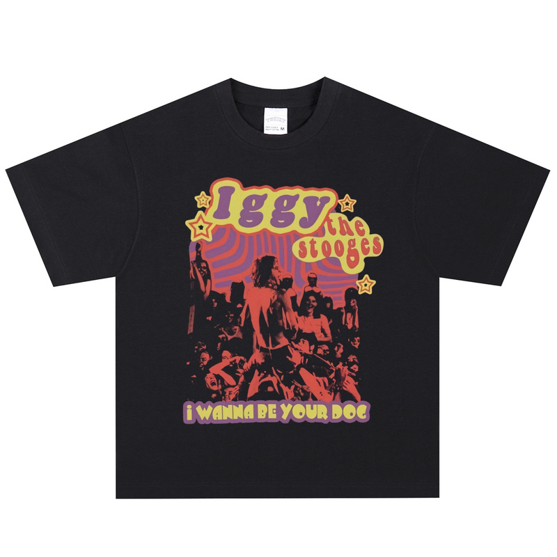 Iggy and the Stooges band rock t-shirt, American retro heavy cotton short sleeve, vintage long sleeve Iggy and the Stooges band rock t-shirt, American retro heavy cotton short sleeve, vintage long sleeve