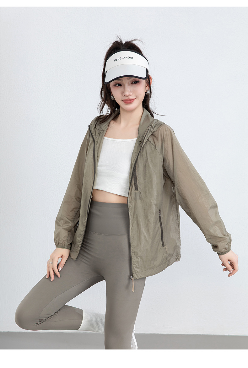 Áo chống nắng nam mũ trùm đầu dáng nhẹ thoáng khí — Xanh lá cây chi tiết 24
