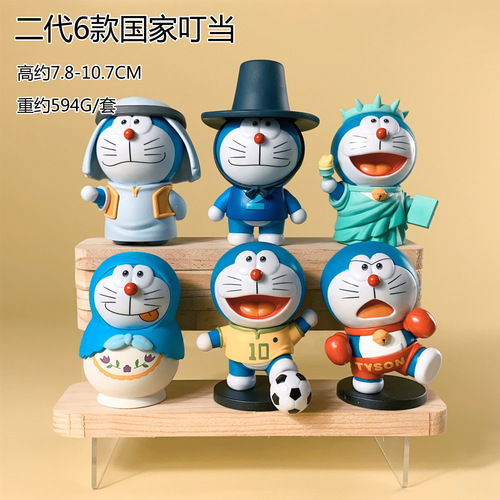 Doraemon Figure Lucky Jingle Cat Full of Blessings Small Ornaments Car Decoration Cute Rabbit Headphones Cat
