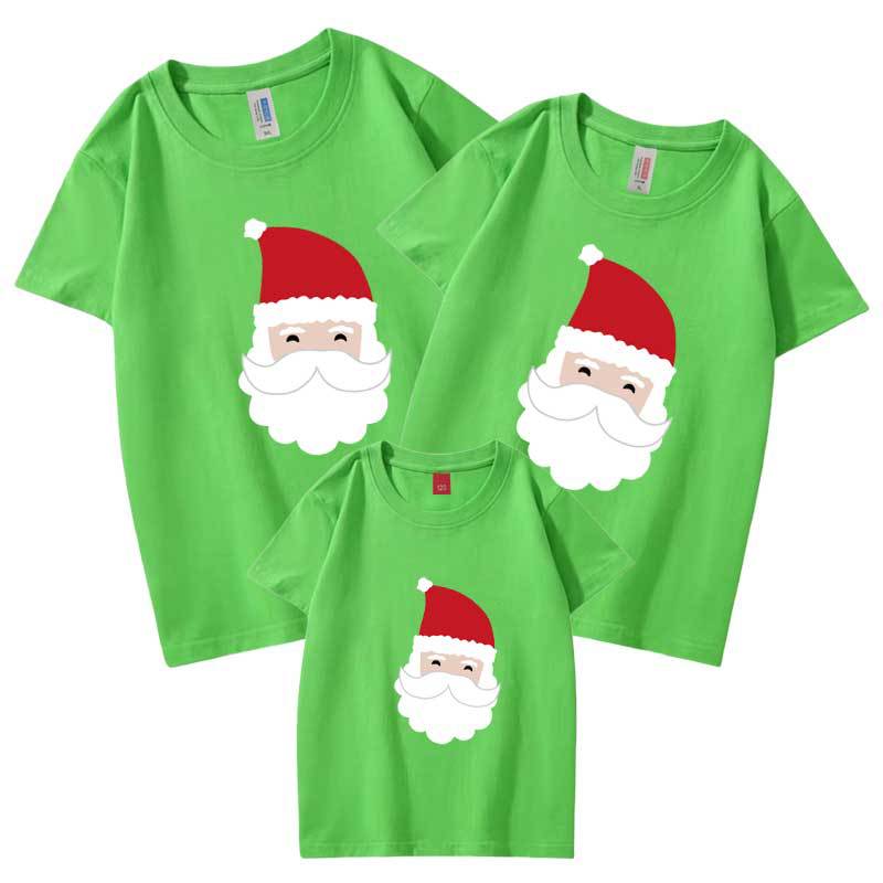 Verano barba blanca Santa Claus ciervo autoproducido y vendido refinado algodón padre-niño ropa de venta rápida niños de manga corta cuello redondo camiseta al por mayor