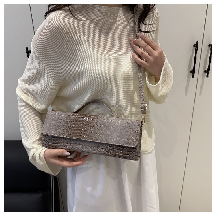 371g Weight Synthetic Leather Lining Material Sewing Thread Fashion Element Flip Cover Closure Type Single Shoulder Strap Strap Type Square Bag Bags Type Casual Occasion Pu Leather Material Crocodile Pattern All Seasons Season Women's Gender Elegant, Streetwear Style Square Shape Women's Pu Leather Crocodile Elegant Streetwear Sewing Thread Square Flip Cover Square Bag 7