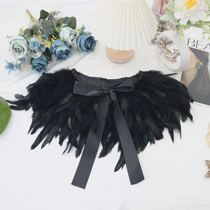 Nuevo estilo gótico colorido plumas chalos de pelo de pollo bufandas de pelo de pollo collar falso Halloween joyas de baile de maquillaje
