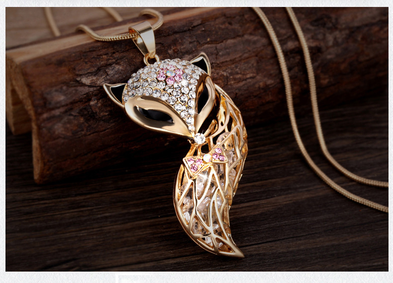 Korean version of the long fashion trendy fox creative sweater chain accessories