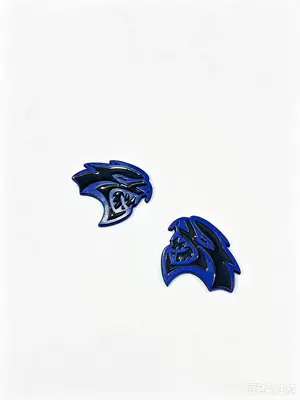 Dodge Hellcat SRT metal sticker, Car logo - standard-dodge-hellcat-left-and-right-pair-black-and-blue