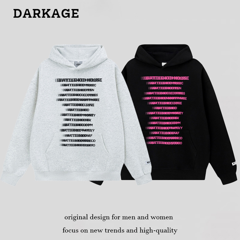 American-style retro printed fuzzy letter printed hooded sweater men's and women's street fashion brand loose lazy hoodie