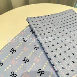 全棉40支数码印花 黑粉韩系条纹蝴蝶结 吊带连衣裙童装女装衬衫面