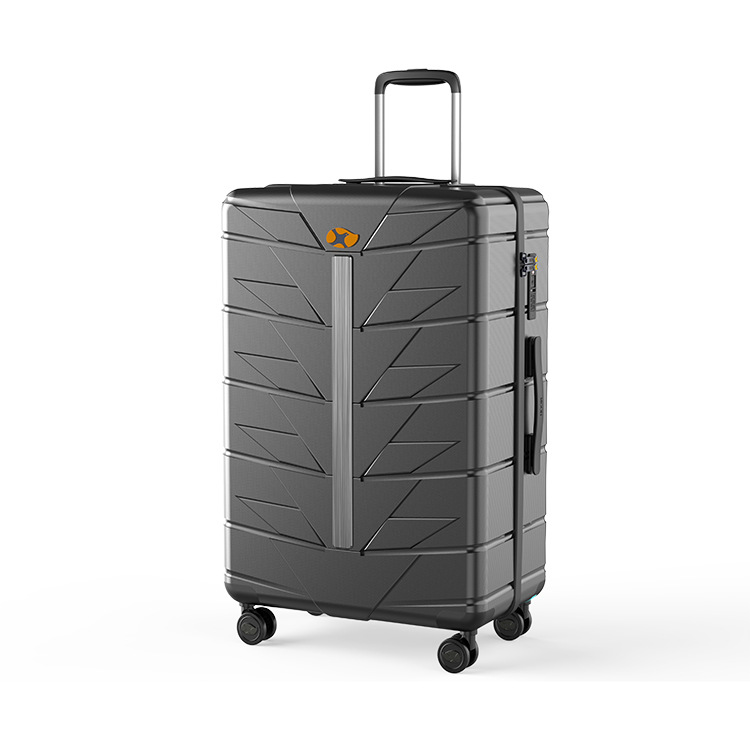 Vali nhựa PC size cabin 20 inch dung tích lớn bánh xe đa hướng khóa số vân dọc cổ điển — đen