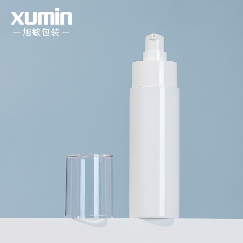 Embalaje de productos para el cuidado de la piel XUMIN botella de cabeza de bomba de presión simple viento 100ml botella de embalaje de emulsión de esencia PET