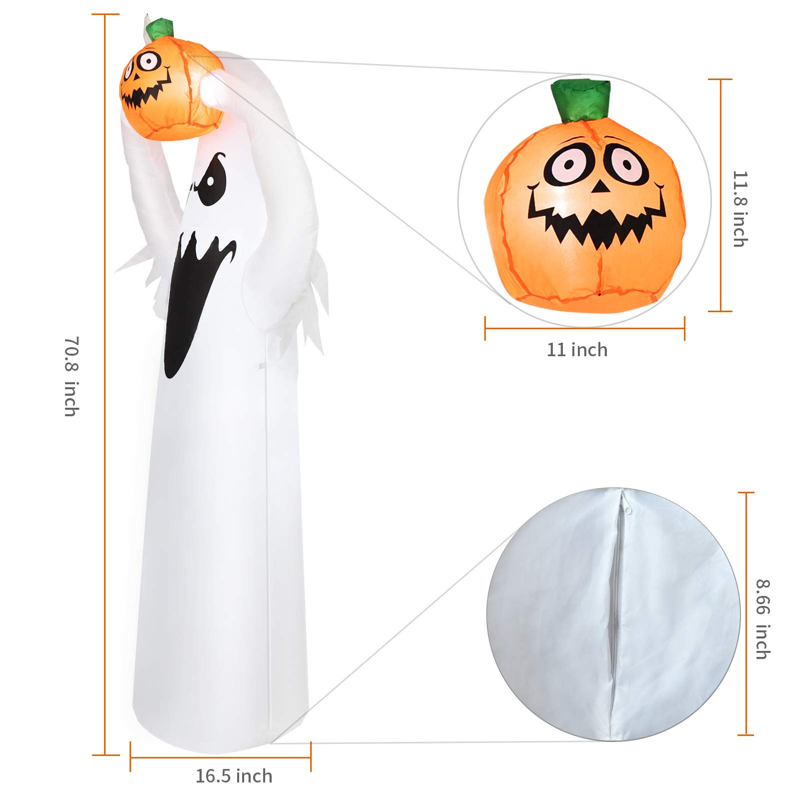 Halloween inflable modelo horror blanco fantasma cabeza calabaza luminosa escena diseño decoraciones fantasma Festival transfronterizo