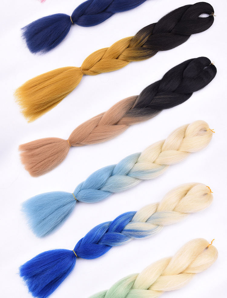 Synthetisches Flechthaar Hitzebeständige Matte Farbverlauf Perücke_voghion.com