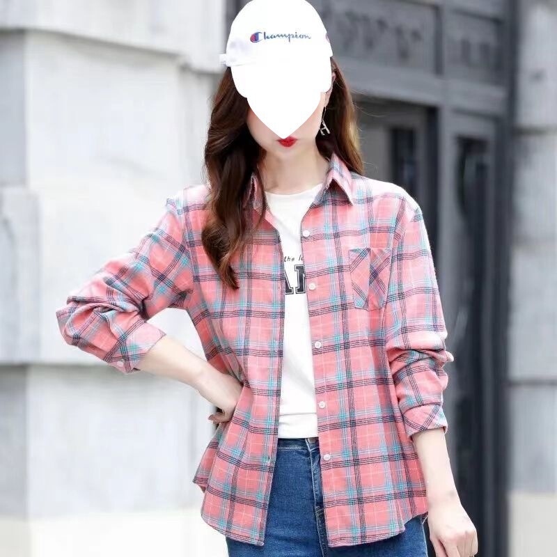 Korean-Style Plaid Shirt for Women, Thin Jacket, Japanese New Spring and Summer Loose Casual Versatile Niche Long-Sleeve Shirt Trendy