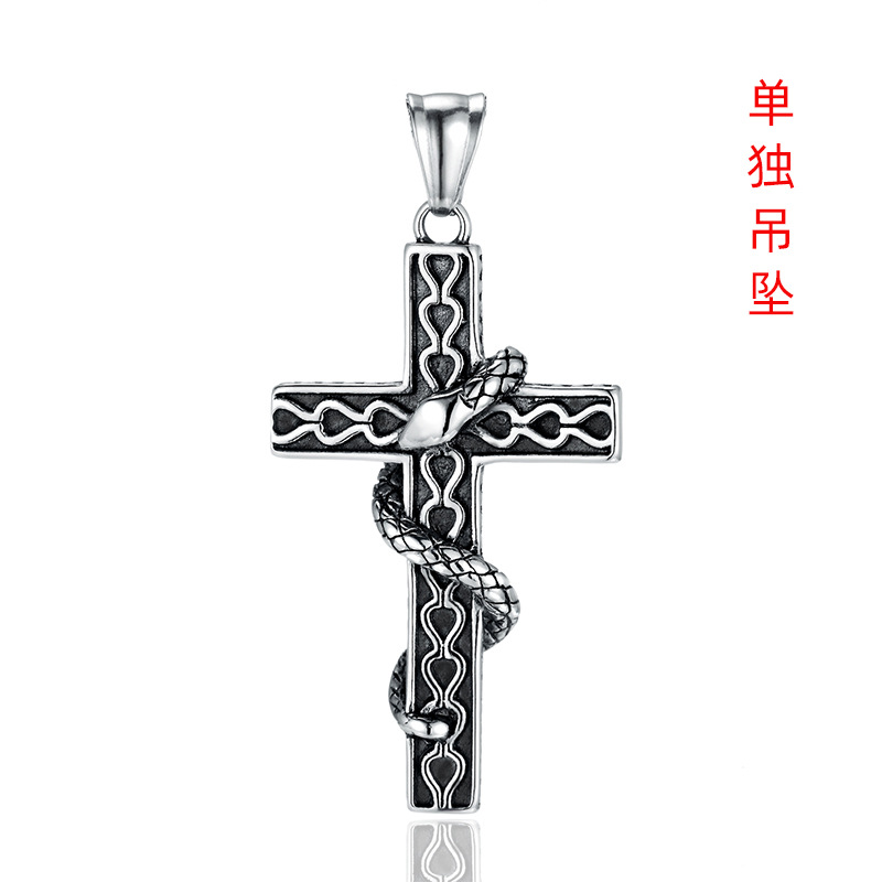 Collier pour homme avec pendentif croix totem en acier inoxydable et titane_voghion.com