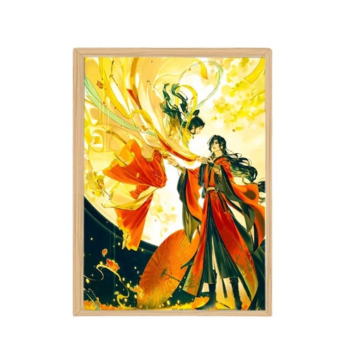 Factory direct sales of the same style Tianguan Blessing Flower City lighting painting Xie Lian photo frame decorative painting ornaments bedroom hanging painting