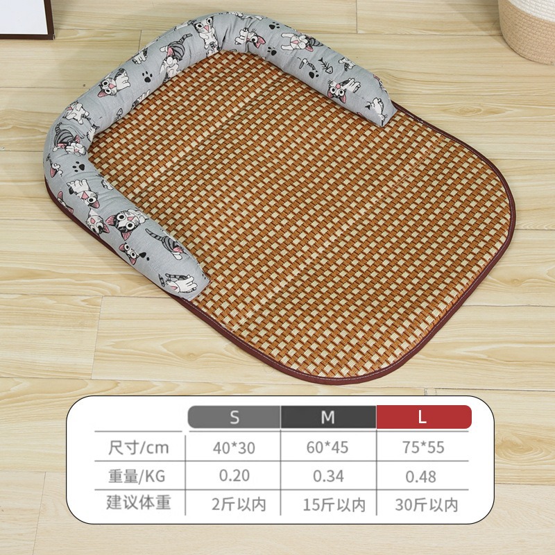 Cazada para perros, tapete para gatos, tapete para mascotas de ratán semicerrado en verano, tapete de hielo, tapete para perros grande, suministros generales para mascotas para todas las estaciones