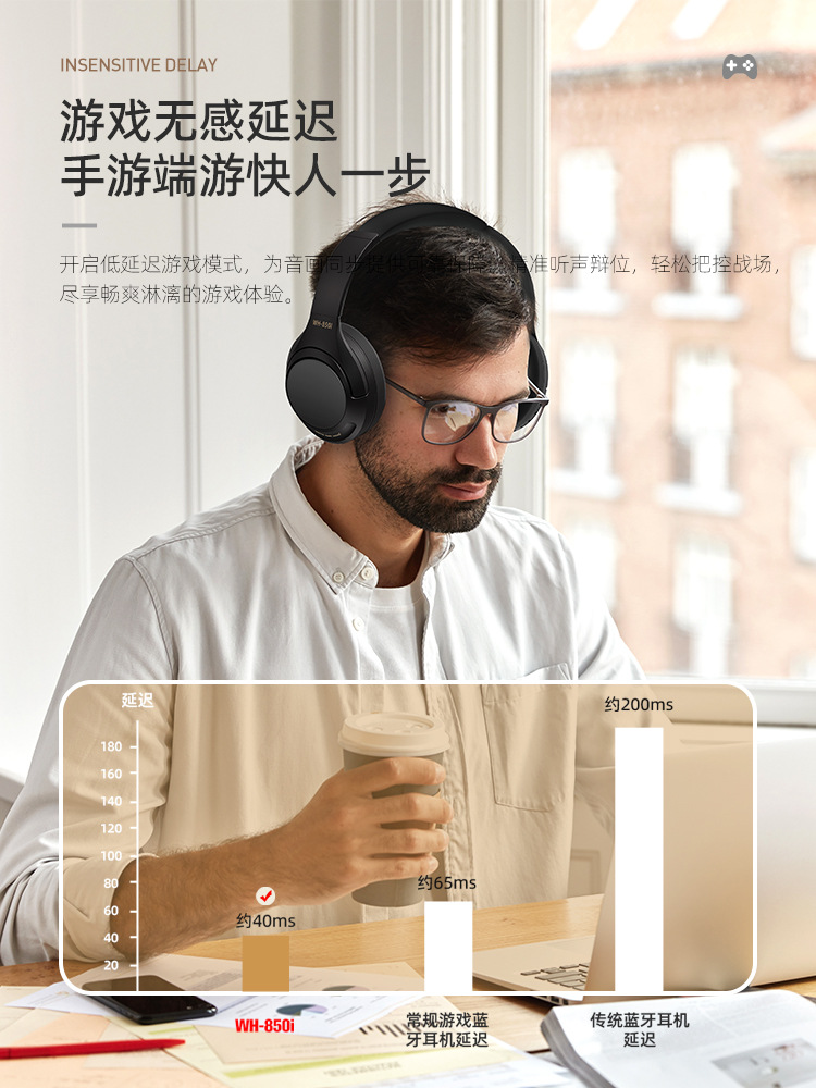 Neues spezielles Modell Bluetooth ANC Over-Ear-Kopfhörer mit Geräuschreduzierung, ultra lange Akkulaufzeit, kabellose Musikwiedergabe, Gaming- und E-Sport-Kopfhörer
