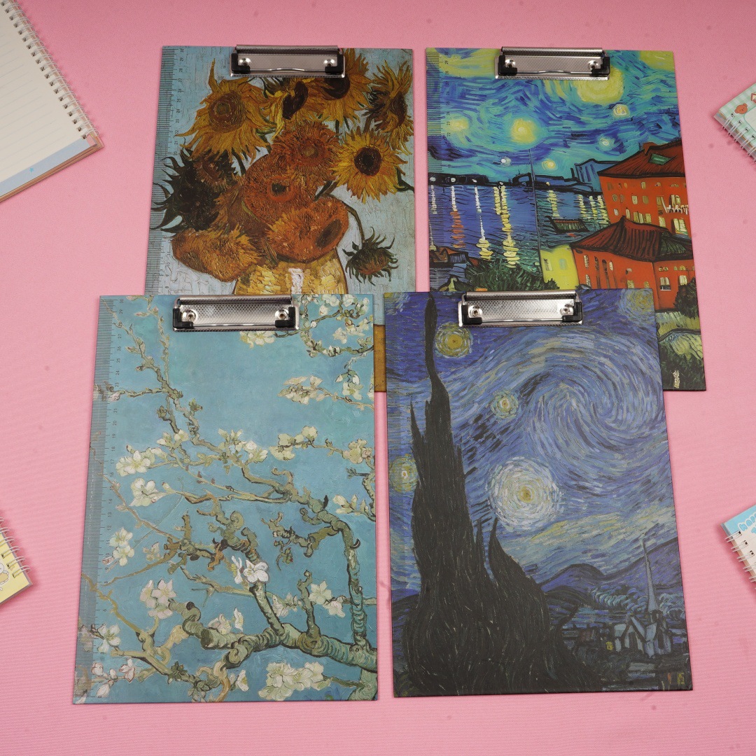 Nuevo Van Gogh A4 abrazadera de alto valor visual carpeta de pintura al óleo creativa en línea A4 papel de prueba abrazadera de papelería especial para estudiantes image 6