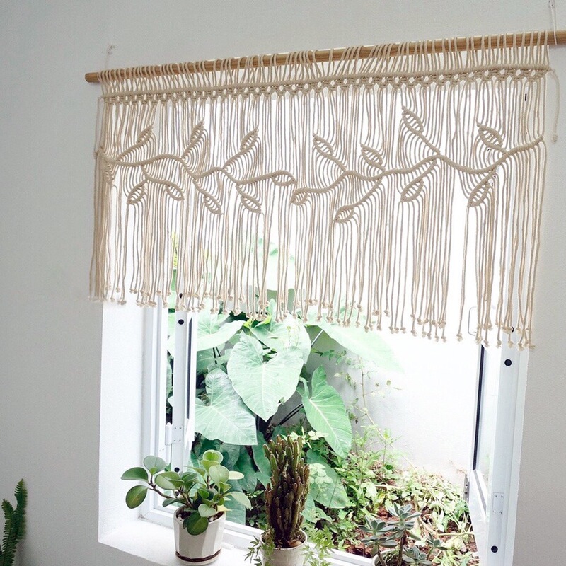 Amazon's Best-Selling Tapestry, Bohemian Leaf Door Curtain, B&B Room Decoration, Cotton Rope Hand-Woven Window Curtain