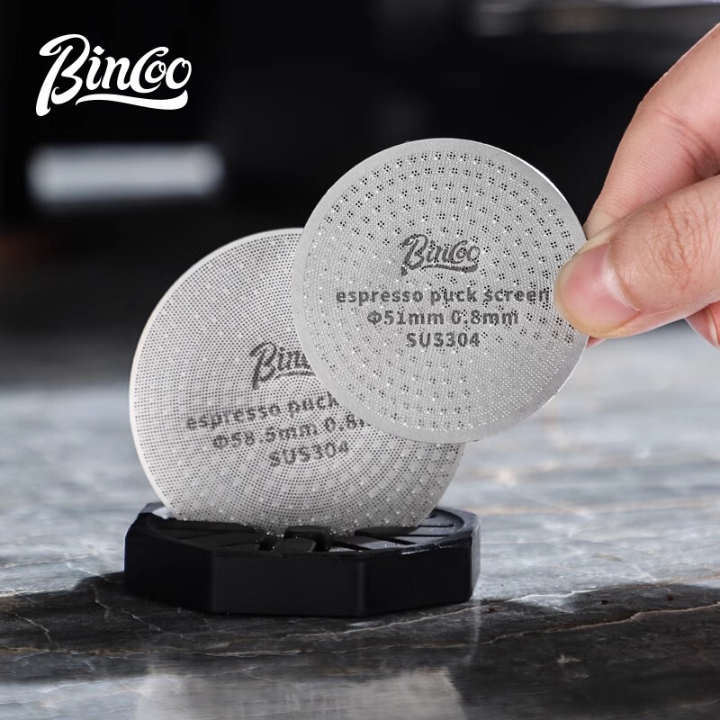 Bincoo Upgraded Double-Layer Coffee Secondary Water Separation Network Extraction Filter Stainless Steel Italian 51/58mm Universal