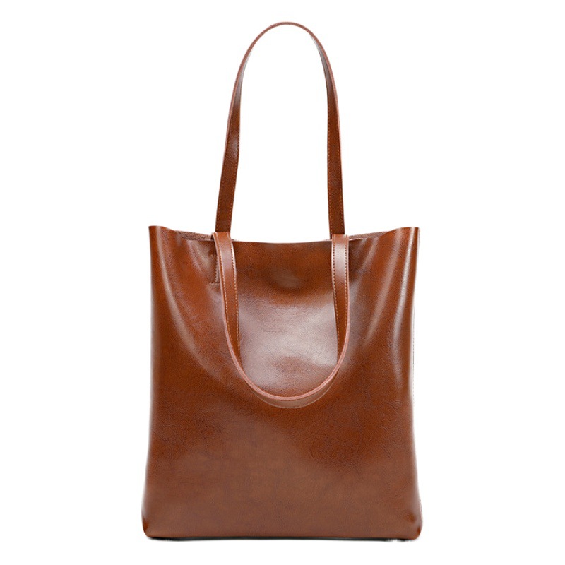 2024 primavera y verano nuevo estilo bolso de piel de vaca bolso de cuero para mujer de moda bolso de cuero simple bolso de compras portátil de gran capacidad