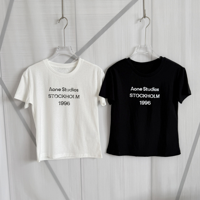 Nanyou Quality Printed 1996 Letter Short-Sleeved Casual Retro Loose Round Neck Slim T-Shirt for Women 26 Summer New Style