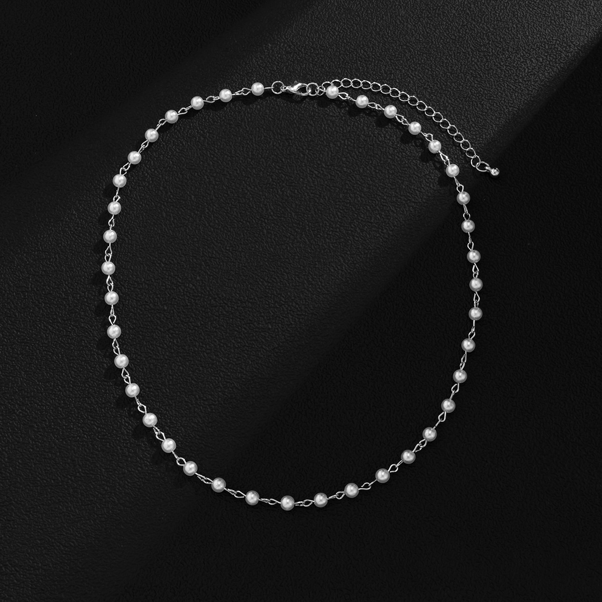 Men'S Gender Pearl Design Men'S Hip-Hop Fashion Necklace Geometric Splicing Iron Pearl Men's Chain Necklaces