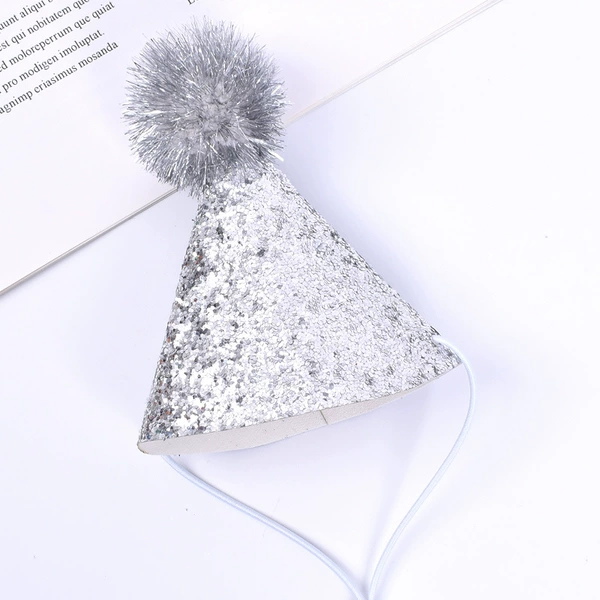 Encrypted glitter fur ball cap silver