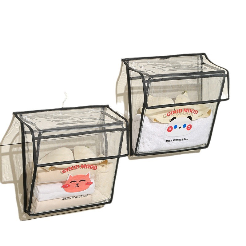 Bolsa colgante de baño plegable, bolsa de almacenamiento transparente colgada en la pared para baño doméstico, bolsa de almacenamiento impermeable de ropa de gran capacidad