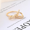 South Korean copper goods, adjustable trend ring with bow, simple and elegant design